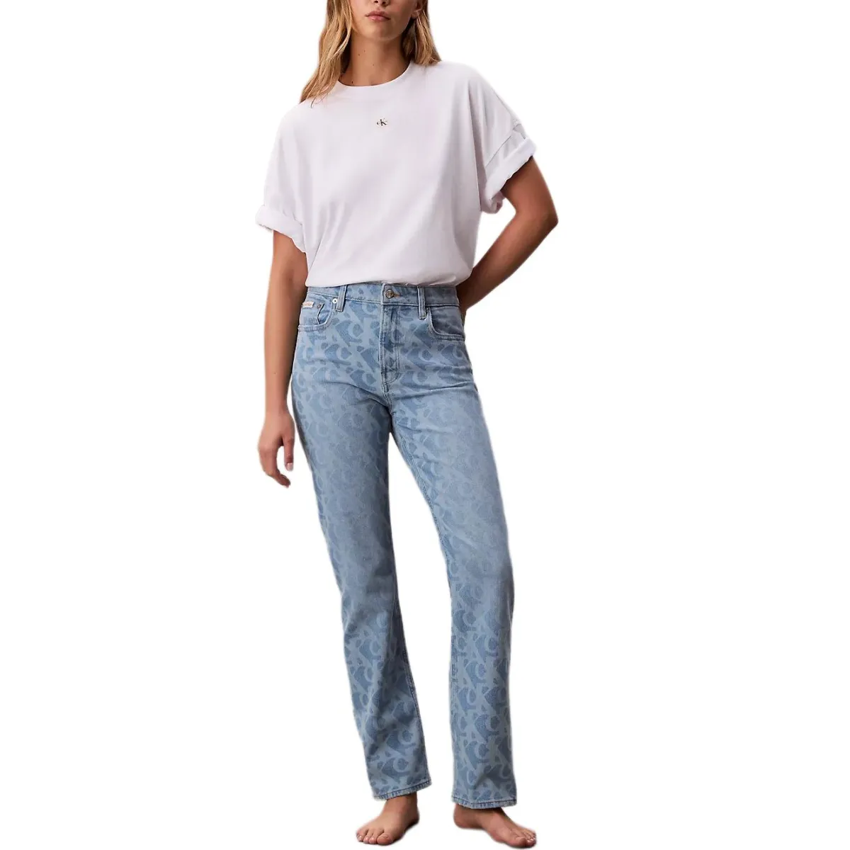 Calvin Klein Straight Fit Jeans Women's Blue Moderate Straight Fit Pants