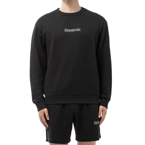 Reebok Sweatshirts Men's Black Crew Neck Moderate