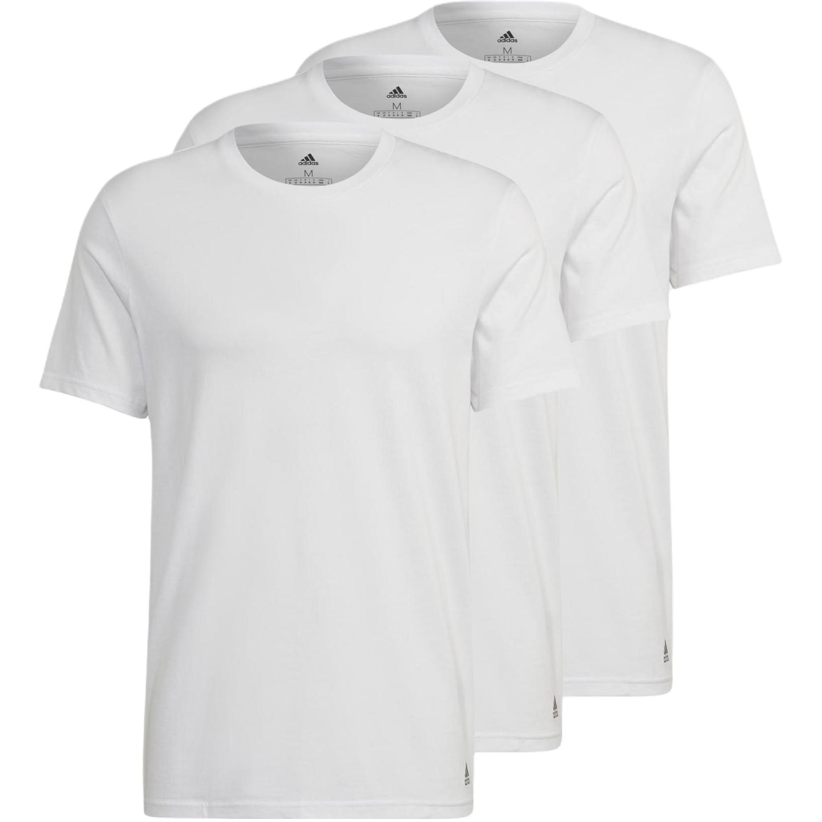 Adidas ACTIVE FLEX COTTON CREWNECK SHIRT UNDERWEAR T Shirt Men's 3 Pack White