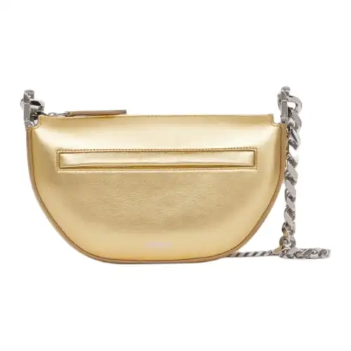 Burberry Mini Metallic Leather Olympia Shoulder Bag Gold