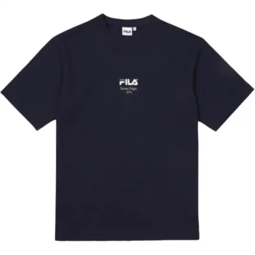 FILA T Shirts Unisex Black Crew Neck Moderate Straight Fit