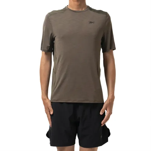 Reebok T Shirts Men's Olive Green Crew Neck Moderate Straight Fit