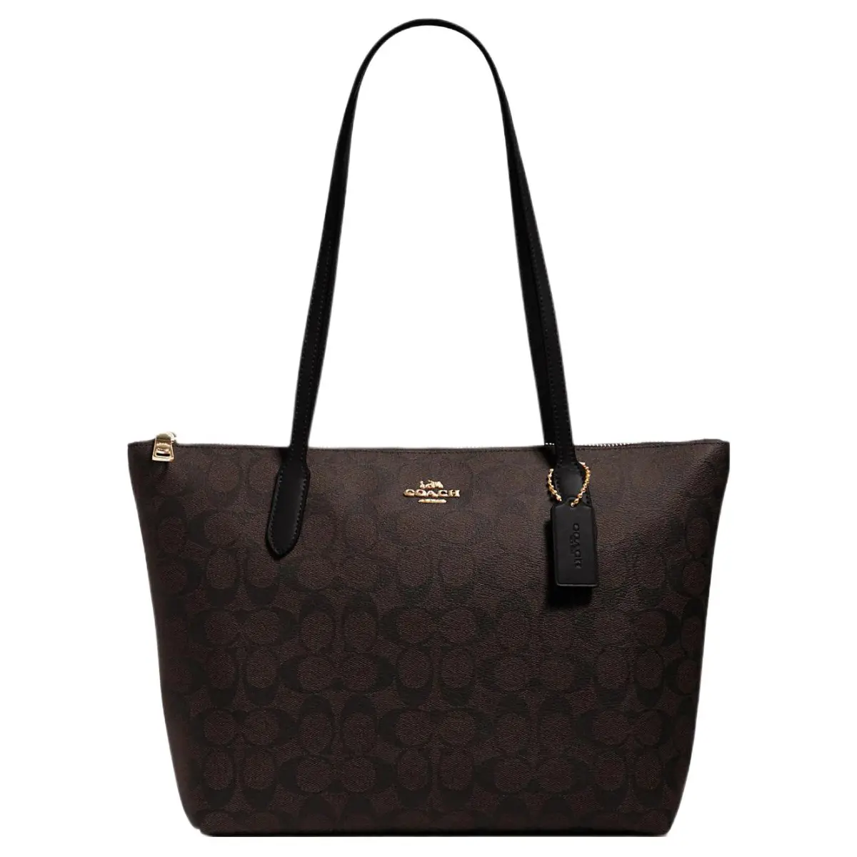 COACH Zip Top Tote PVC Tote Bag, Shopping Bag, Shoulder Bag Large Women's Dark Brown