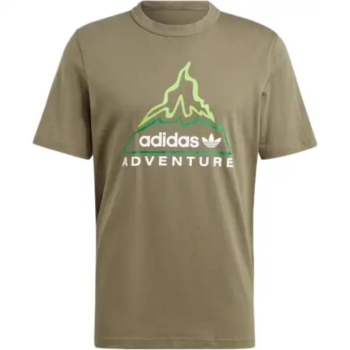 Adidas Originals T Shirts Men's Olive Green Crew Neck Moderate Straight Fit