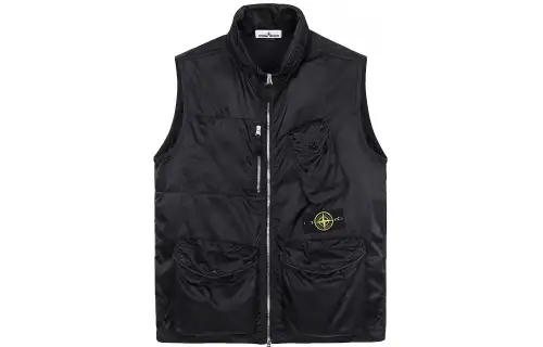 STONE ISLAND Vests Unisex Black Stand Collar Moderate Other