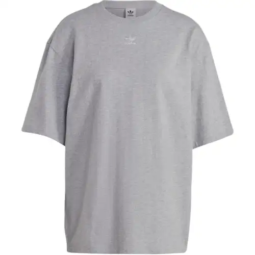 Adidas Originals ESSENTIALS T Shirts Women's Gray Crew Neck Moderate Straight Fit