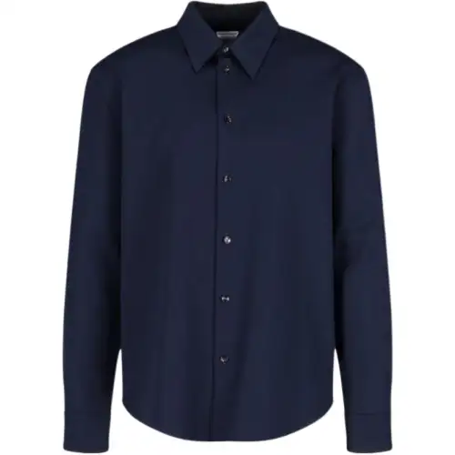 Bottega Veneta Shirts Men's Marine Blue Lapel Moderate Other