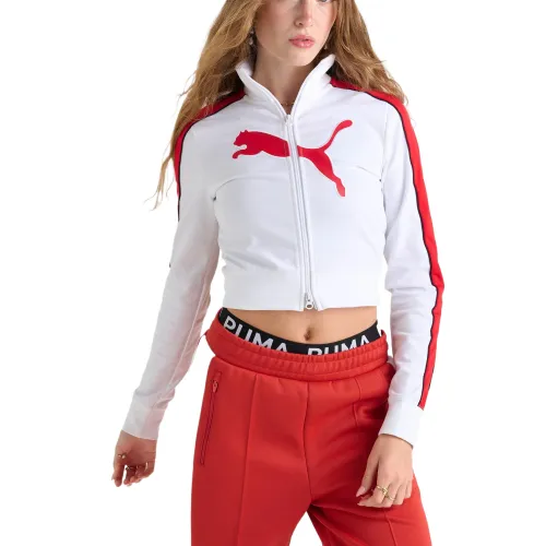 PUMA T7 Jackets Women's White Red Stand Collar Moderate Other