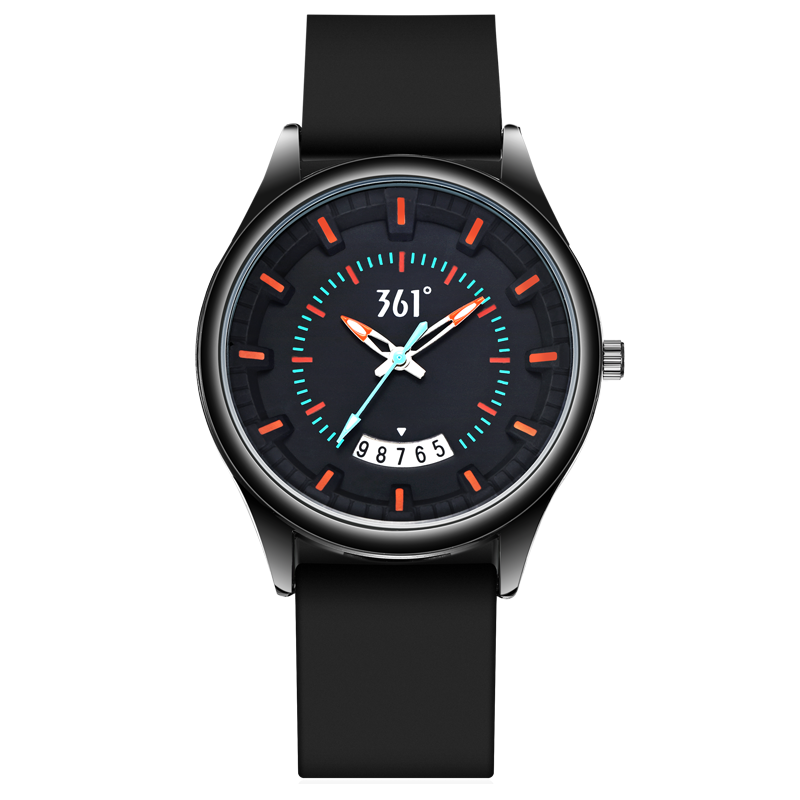361° Silicone trend fashionable waterproof quartz watch strap for men and women, black dial, for teenagers, quartz mechanism