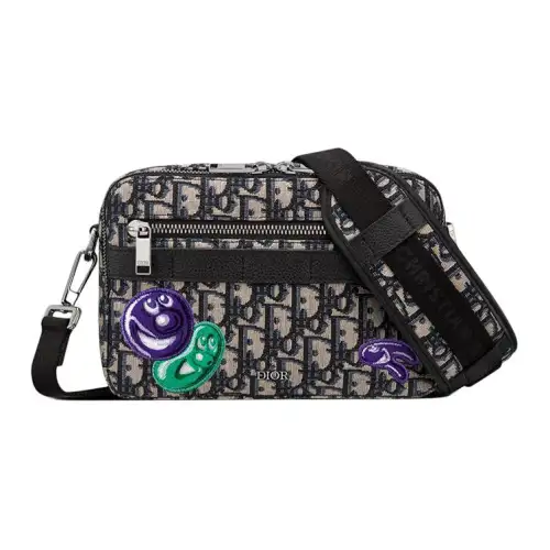 DIOR Kenny Scharf Safari Collaboration Canvas Camera Bag, Shoulder Bag, Crossbody Bag Men's Black