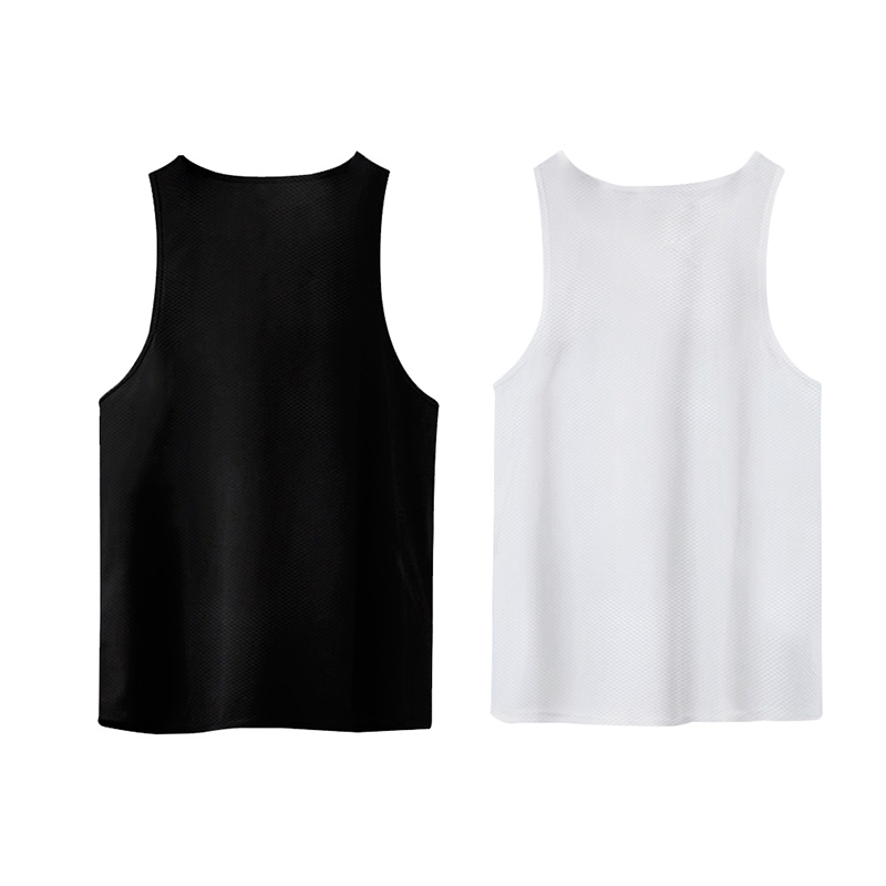 Li Ning Quick Dry Tank Tops Unisex Black+White Crew Neck Thin Straight Fit