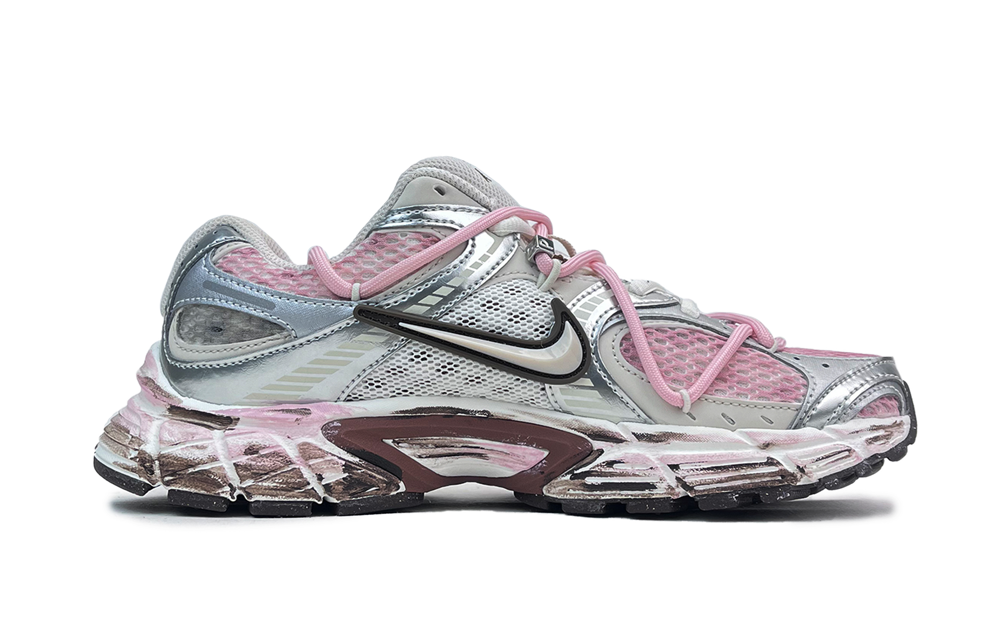 Nike V5 RNR Abrasion Resistant Low top Casual City Commuting Running Shoes Women’s Silver Pink