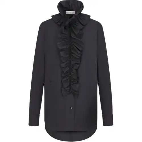 DIOR Shirts Women's Black Ruffle Collar Moderate Other