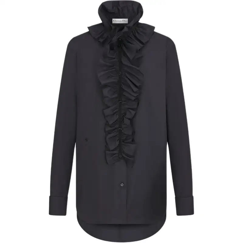 DIOR Shirts Women's Black Ruffle Collar Moderate Other