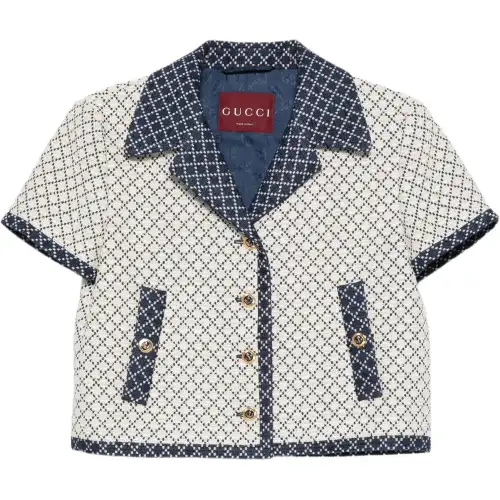 Gucci Tweed Button-Up Short-Sleeved Jacket
