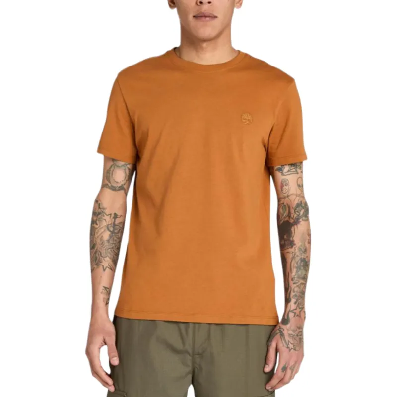 Timberland T Shirts Men's Brown Crew Neck Moderate