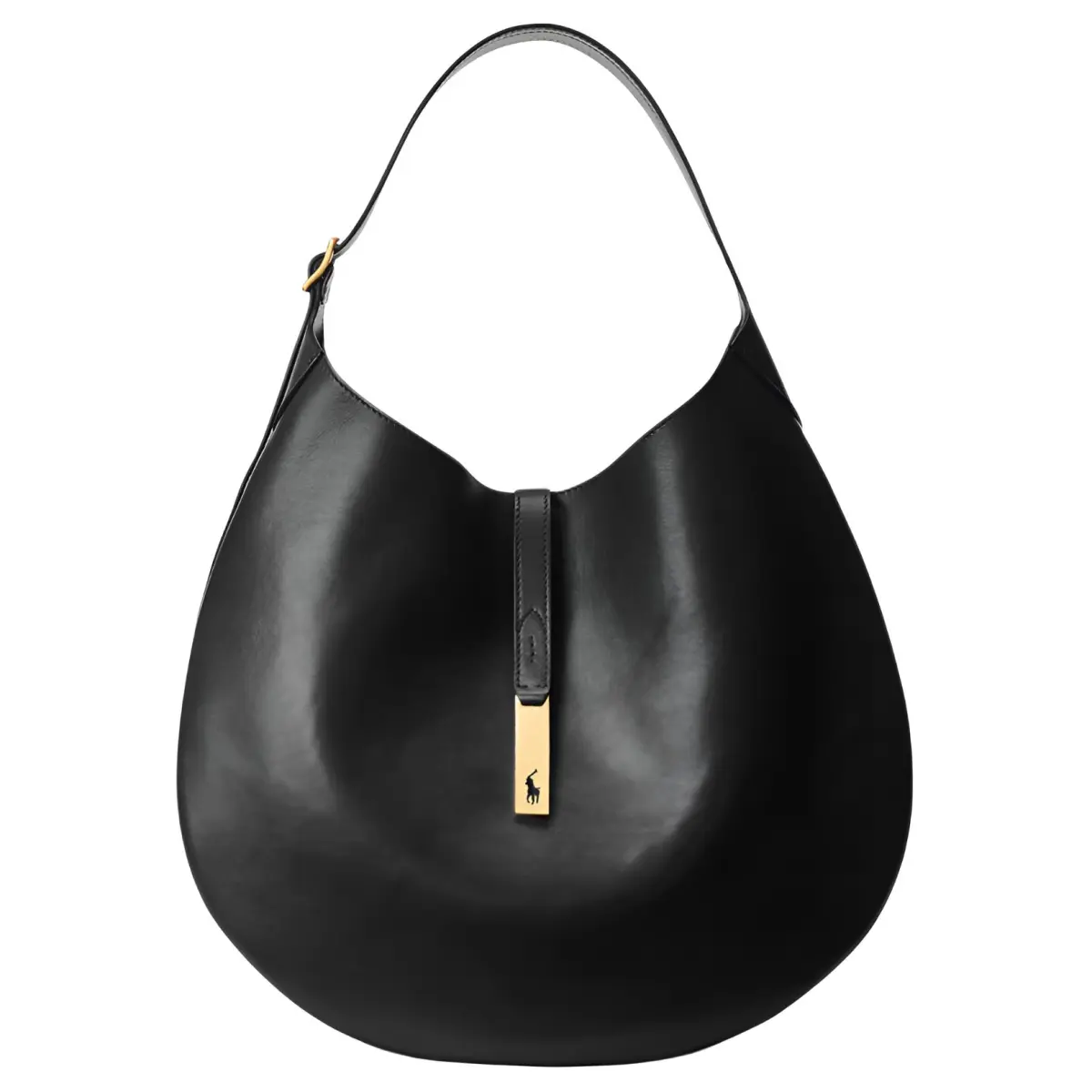 Polo Ralph Lauren Polo ID Cow Leather Handbag, Shoulder Bag Women's Black