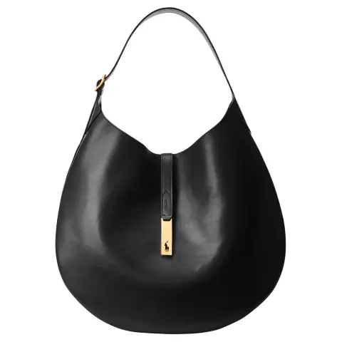 Polo Ralph Lauren Polo ID Cow Leather Handbag, Shoulder Bag Women's Black