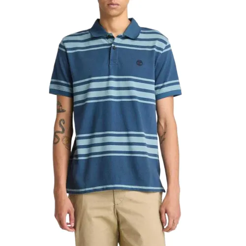 Timberland Polo Shirts Men's Blue Polo Collar Moderate Straight Fit