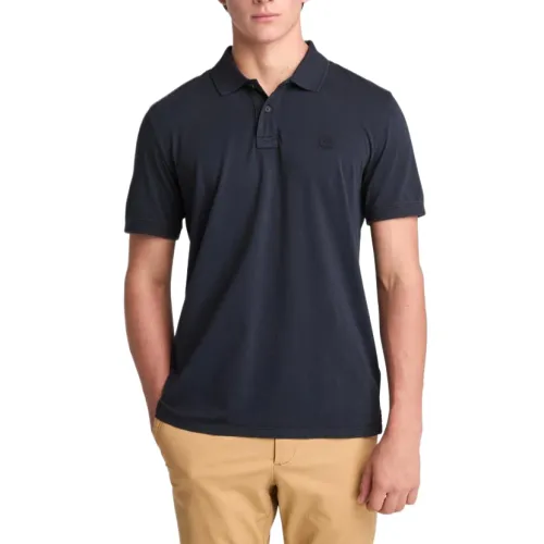 Timberland Polo Shirts Men's Marine Blue Polo Collar Moderate