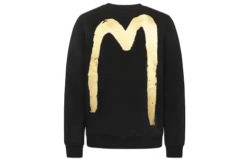 EVISU Sweatshirts Men's Black Crew Neck Moderate Heavyweight