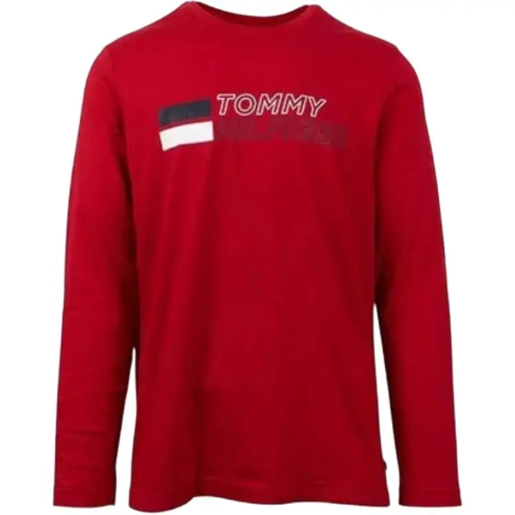 Tommy Hilfiger T-Shirts Men's 09T3713 Red Crew Neck Moderate Straight Fit