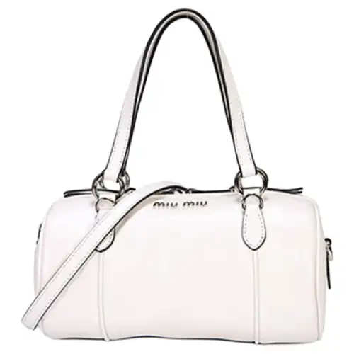 MIU MIU Cow Leather Cylinder Bag, Shoulder Bag, Crossbody Bag, Handbag Women's White