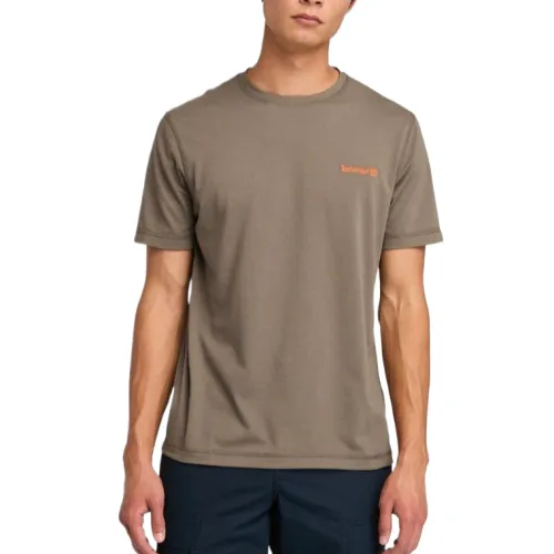 Timberland T Shirts Men's Coffee Crew Neck Moderate Straight Fit