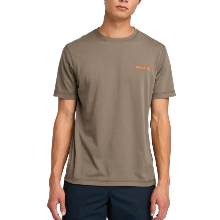 Timberland T Shirts Men's Coffee Crew Neck Moderate Straight Fit