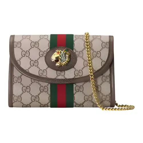 GUCCI Rajah Canvas With Leather One Shoulder Handbag, Crossbody Bag Mini Women's Ebony
