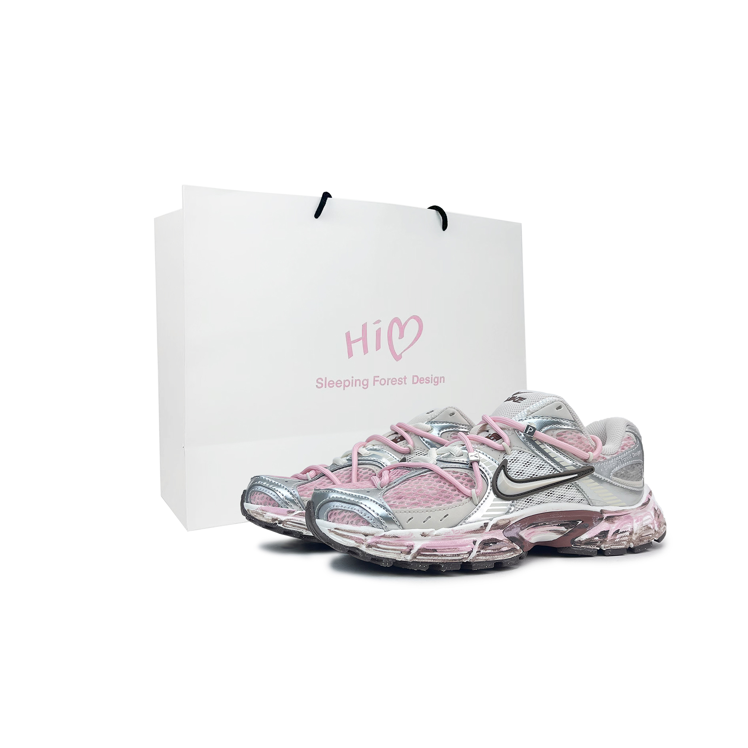 Nike V5 RNR Abrasion Resistant Low top Casual City Commuting Running Shoes Women’s Silver Pink