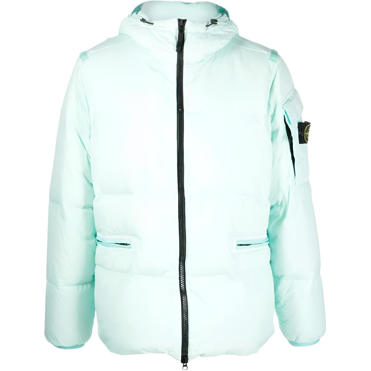 STONE ISLAND Stone Island two-way zipper logo patch hooded down jacket for men