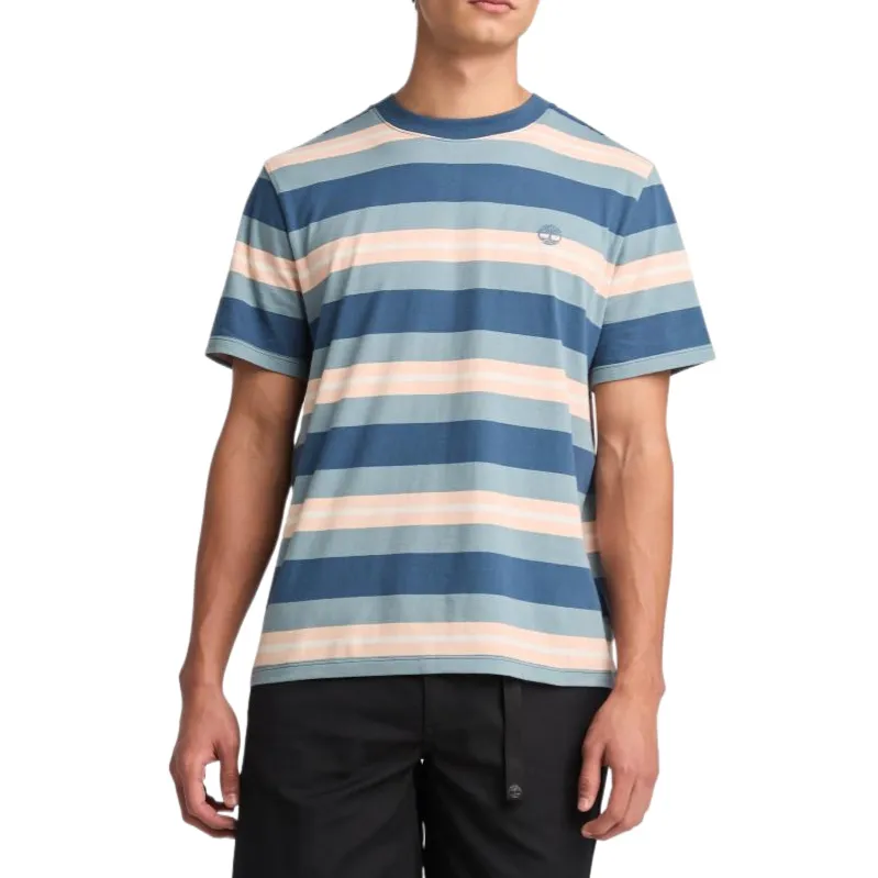 Timberland T Shirts Men's Blue Crew Neck Moderate Straight Fit