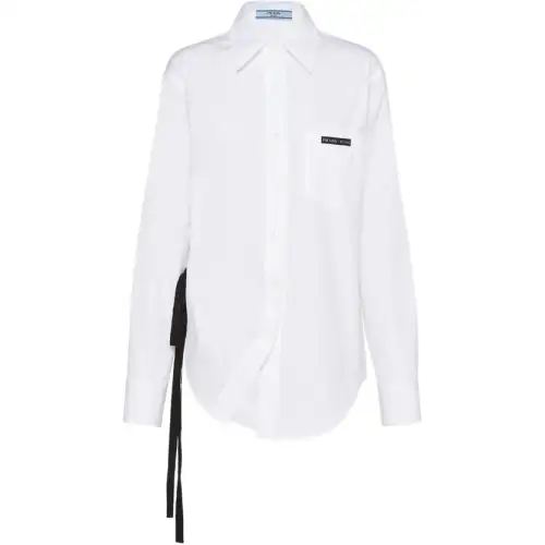 PRADA Shirts Women's White Lapel Moderate Shirt