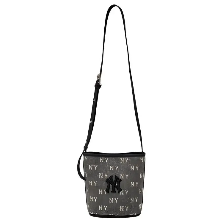 MLB Cotton Artificial Leather Bucket Bag Crossbody Bag Unisex Carbon Gray