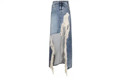 Vetements Destroyed Denim Maxi Skirt 'Blue'