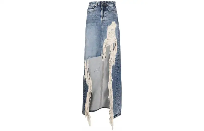 Vetements Destroyed Denim Maxi Skirt 'Blue'
