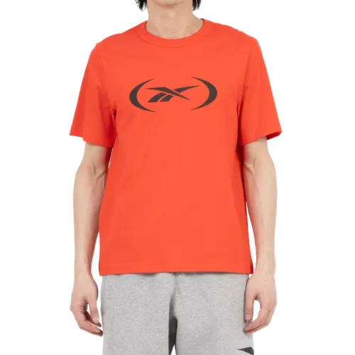 Reebok T Shirts Men's Red Crew Neck Moderate Straight Fit