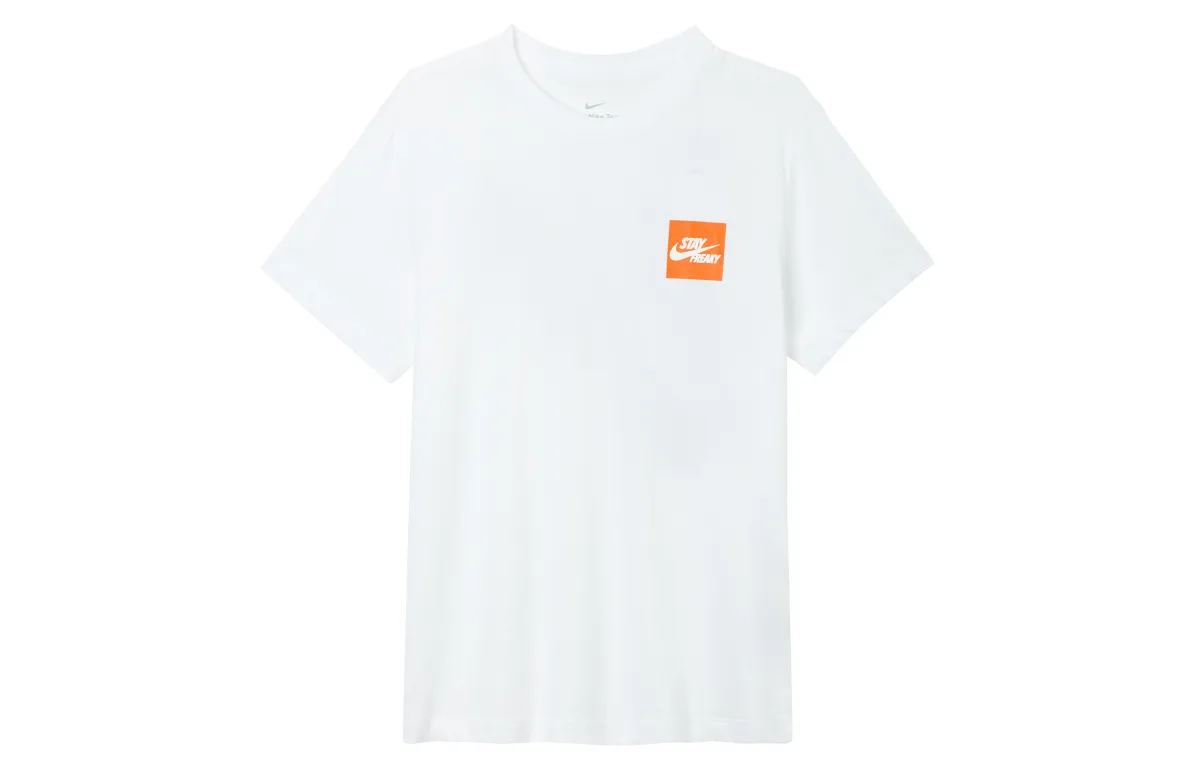 Nike T-Shirts Men's White Crew Neck Moderate Straight Fit