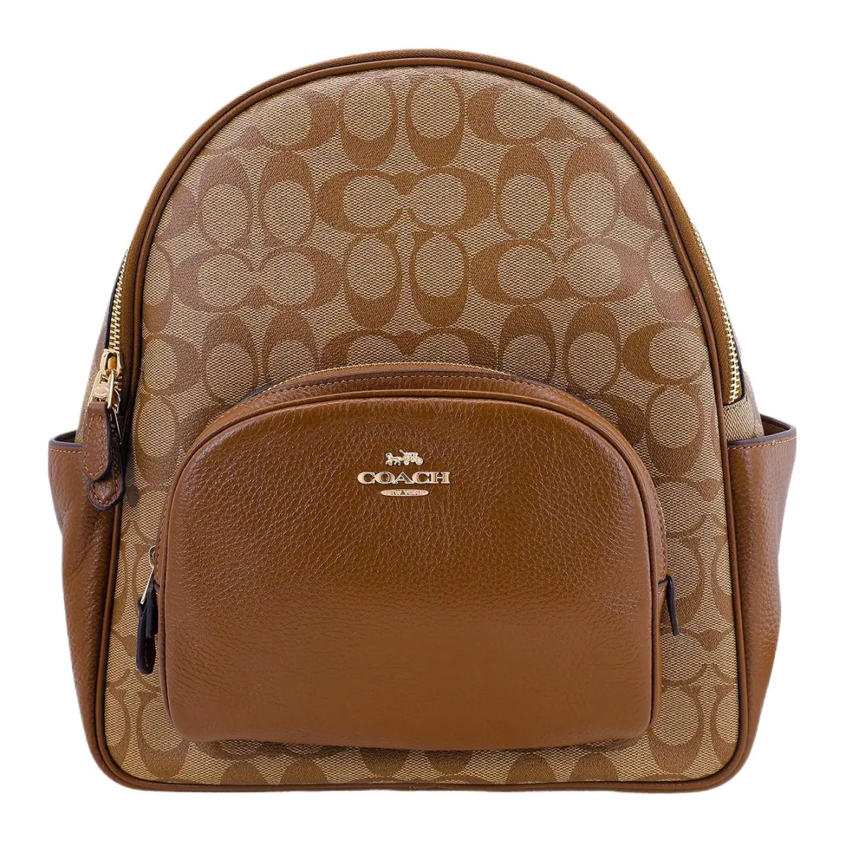 COACH Court Coated Canvas With Refined Pebbled Leather Backpack Large Women's Brown Monogram