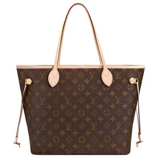 LOUIS VUITTON LV NEVERFULL MM Пресбиопия с принтом по всей поверхности канвы с покрытием и коровьей кожи Большая сумка Большая сумка для покупок Сумка для мамы Сумка Сумка через плечо среднего размера женская коричневая светло-коричневая