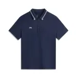 Li Ning Polo Shirts Women's Dark Ship Blue Polo Collar Moderate Straight Fit