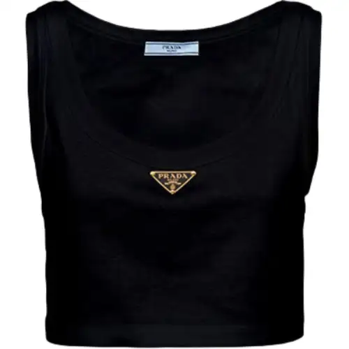 PRADA Tank Tops Women's Black Crew Neck Moderate Other