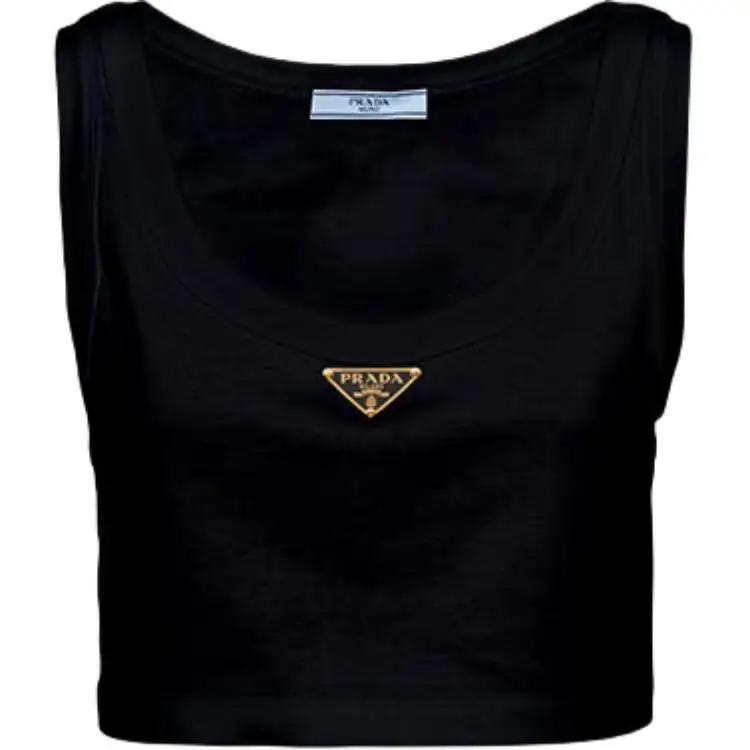 PRADA Tank Tops Women's Black Crew Neck Moderate Other