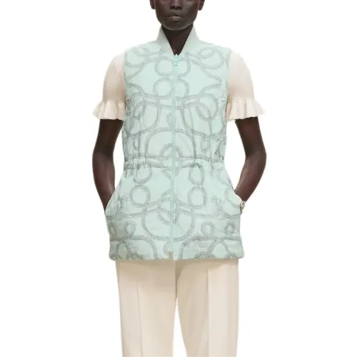 HERMES Vests Women's Light Blue Stand Collar Moderate Other