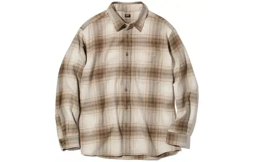 UNIQLO Shirts Unisex Dark Beige Pointed Collar Moderate Other