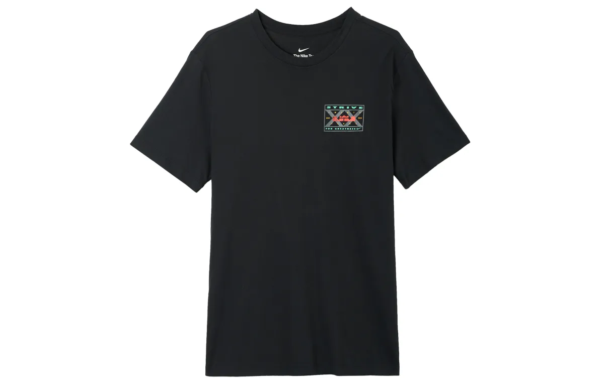 Nike T-Shirts Men's Black Crew Neck Moderate Straight Fit