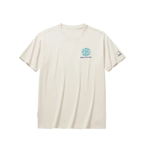 Anta Short Sleeved T Shirts Unisex Oats Cream Gray
