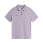 Li Ning Polo Shirts Women's Smoky Gray Mauve Polo Collar Moderate Straight Fit
