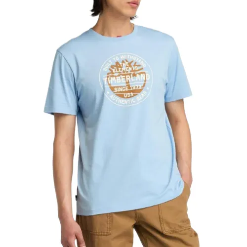 Timberland T Shirts Men's Light Blue Crew Neck Moderate